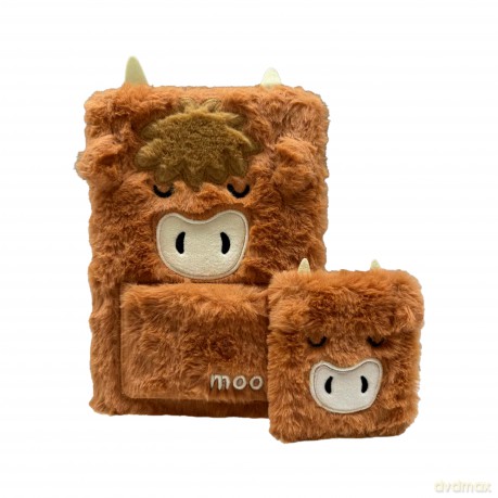Notes pluszowy z etui i notes mini Highland Coo MEMO134
