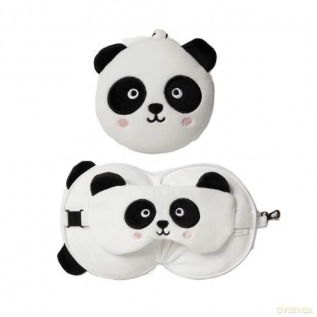 Poduszka podróżna z maską na oczy Panda CUSH250