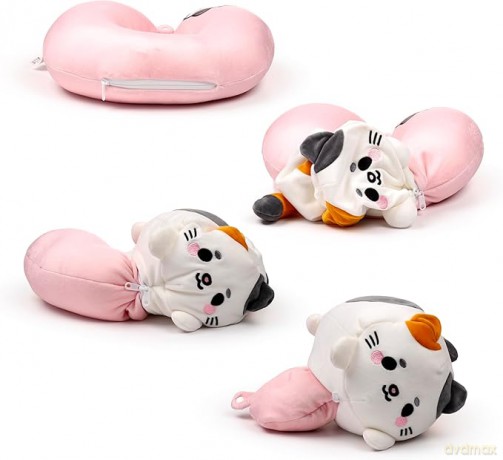 Poduszka podróżna z zabawką 2w1 Kot Lola CUSH378