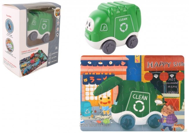 Auto puzzle Przygoda drogowa śmieciarka [PUZZLE]
