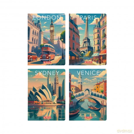 Brulion A5/96K kratka z margines Retro City (5szt)