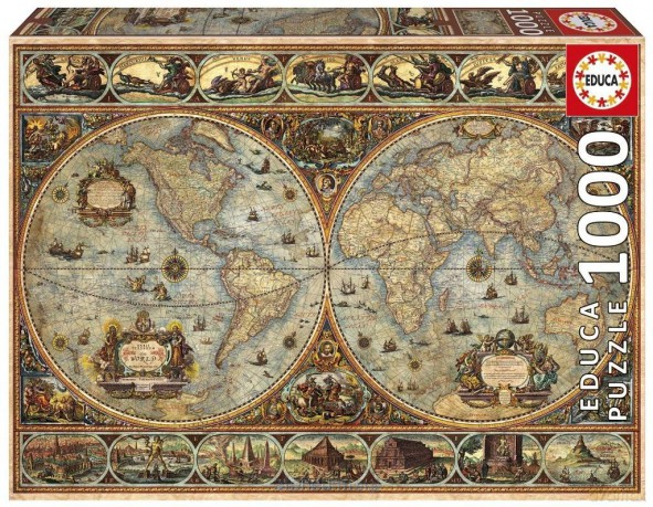 EDUCA 1000 el. Stara mapa świata [PUZZLE]