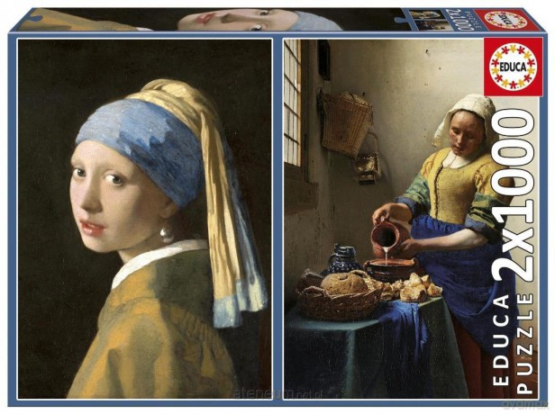 EDUCA 2x1000 el. Dziewczyna z perłą Mleczarka Vermeer [PUZZLE]