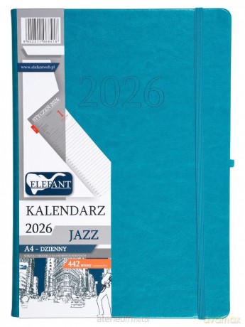 Kalendarz 2026 A4 dzienny Jazz turkusowy [KALENDARZ]