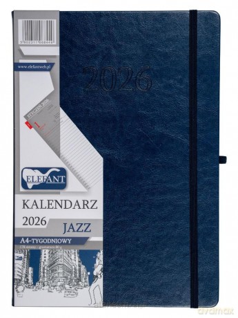 Kalendarz 2026 A4 tygodniowy Jazz granatowy [KALENDARZ]