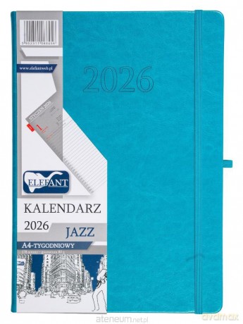 Kalendarz 2026 A4 tygodniowy Jazz turkusowy [KALENDARZ]