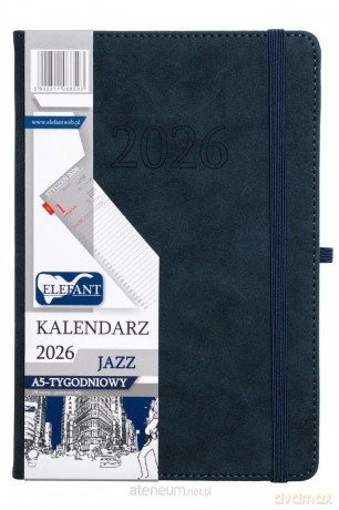 Kalendarz 2026 A5 tygodniowy Jazz granatowy [KALENDARZ]