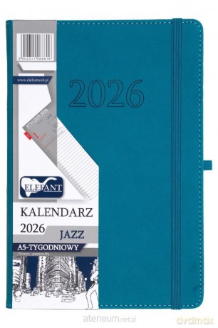 Kalendarz 2026 A5 tygodniowy Jazz turkusowy [KALENDARZ]