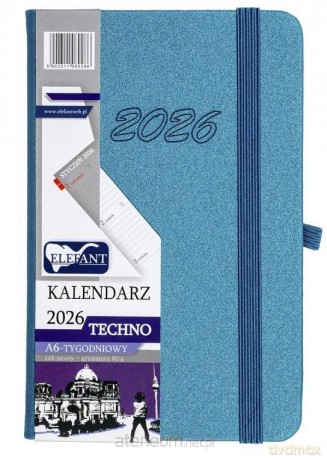 Kalendarz 2026 A6 tygodniowy Techno turkusowy [KALENDARZ]