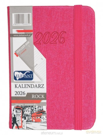 Kalendarz 2026 A7 tygodniowy Rock różowy [KALENDARZ]