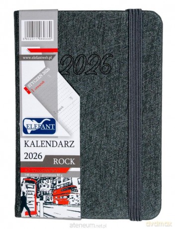 Kalendarz 2026 A7 tygodniowy Rock szary [KALENDARZ]