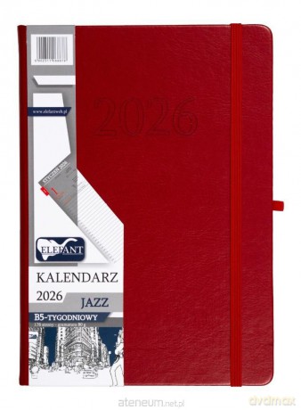 Kalendarz 2026 B5 tygodniowy Jazz czerwony [KALENDARZ]