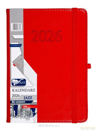 Kalendarz 2026 B6 dzienny Jazz czerwony [KALENDARZ]