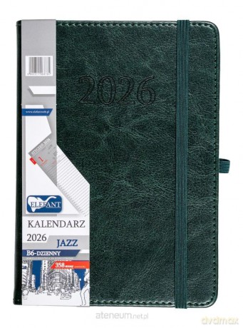 Kalendarz 2026 B6 dzienny Jazz zielony [KALENDARZ]
