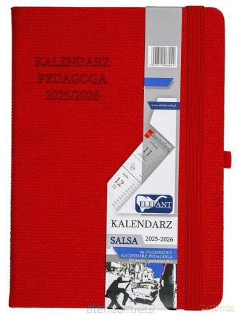 Kalendarz pedagoga 2025/26 B6 tygodniowy Salsa czerwony [KALENDARZ]