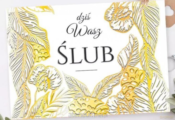 Karnet A5 Ślub Złote liście