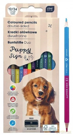Kredki ołówkowe z temperówką 12/24 Puppy Sign
