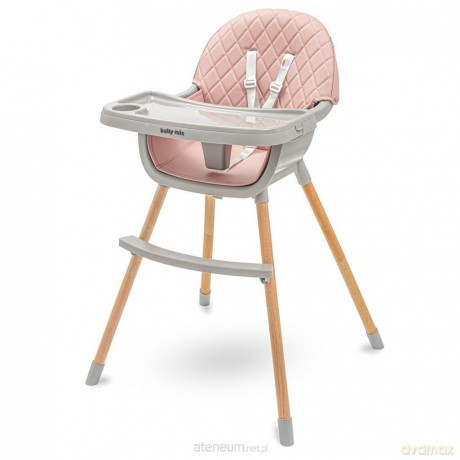 Krzesełko do karmienia Freja wooden dusty pink