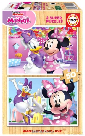 Puzzle drewniane 2x50 Myszka Minnie Daisy