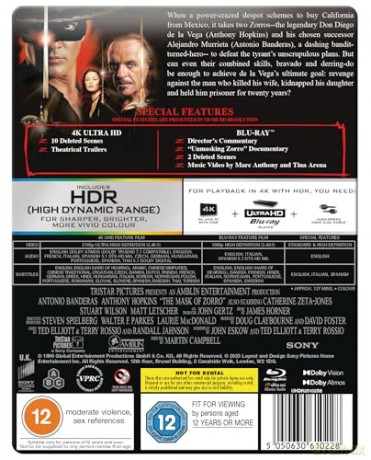 The Mask Of Zorro (steelbook) (Maska Zorro) [Blu-Ray 4K]+[Blu-Ray]