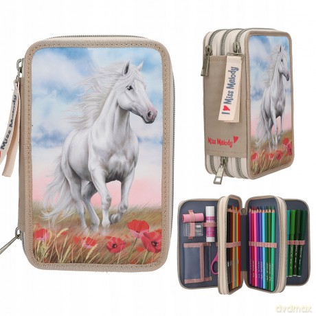 Piórnik 3-komorowy z wyposażeniem Miss Melody Poppy Sand 13341A