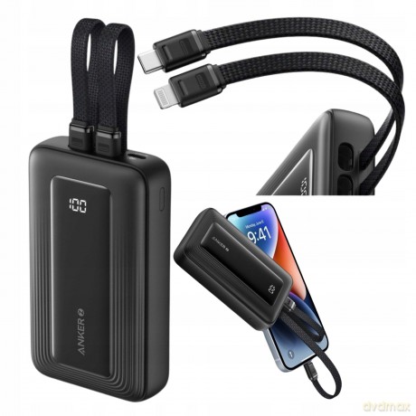 PowerBank 20k mAh 30W kable C/Lightning 1USB-C 1USB-A Niebieski