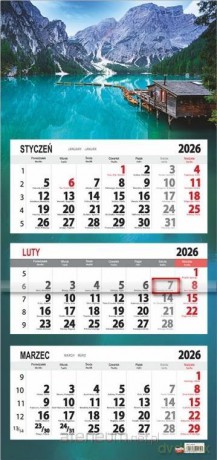 Kalendarz 2026 trójdzielny płaska główka Lazur [KALENDARZ]