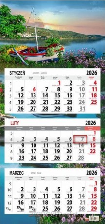Kalendarz 2026 trójdzielny płaska główka Łódka [KALENDARZ]