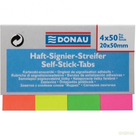 Karteczki znaczniki neonowe DONAU 20x50 mm [SZKOŁA]
