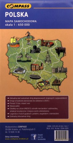 Polska mapa samochodowa lam 1:650 000