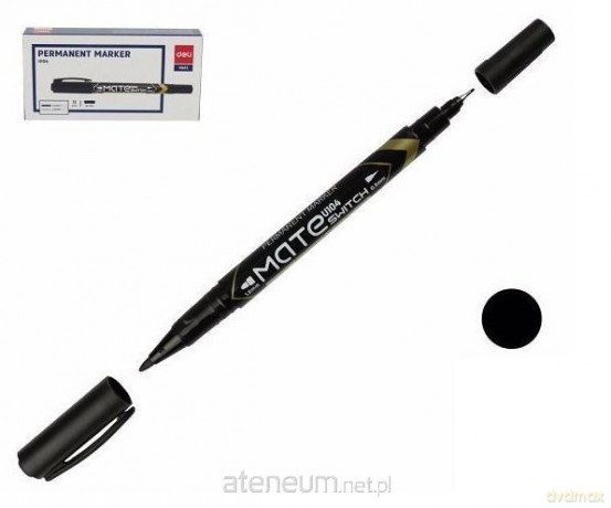 Marker permanentny dwustronny czarny (12szt)