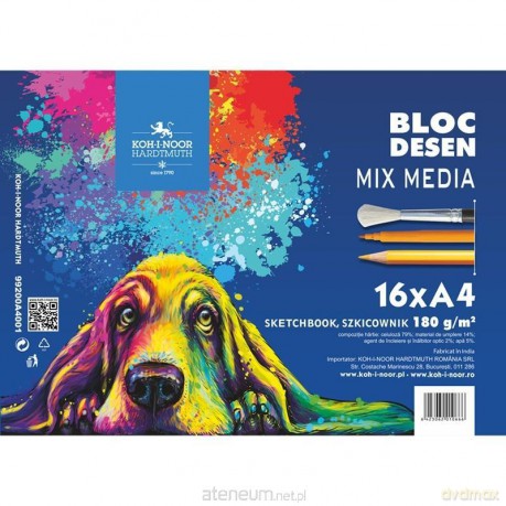 Szkicownik Mix Media A4 16 ark. Pies niebieski