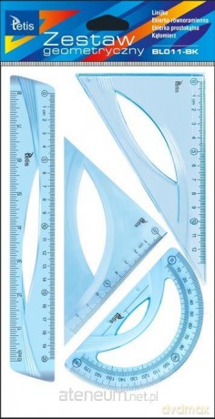 Zestaw geometryczny linijka 20cm niebieski
