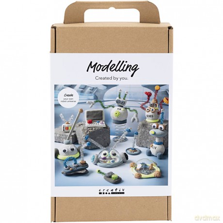 Creativ - Craft Kit Modelling, Robot, Blue, Grey, Red, Silver-Plated, 1 Pack - (977808)