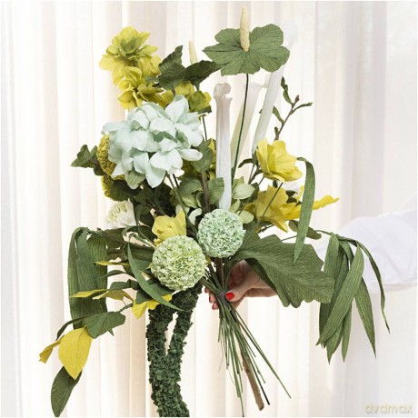 Creativ - Crepe Paper, Flower Bouquet, Light Green, Dark Green, Pastel Green, White