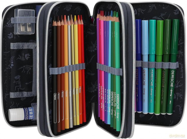 Dino World - Triple Pencil Case with LED - GALAXY