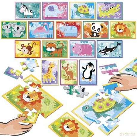 Educa - Puzzle Battle Junior Animals - (80-20116) [GRA PLANSZOWA]