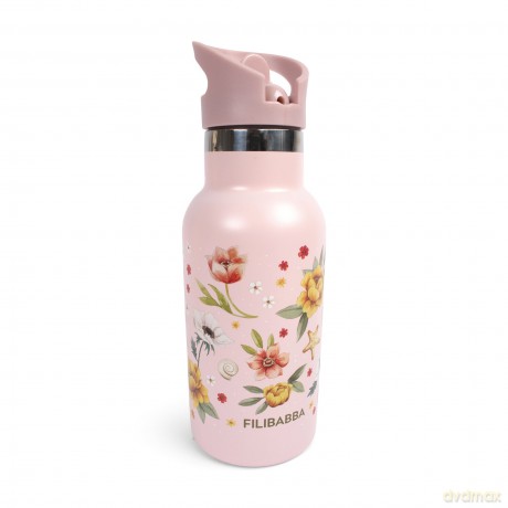 Filibabba - Stainless steel water bottle - Ocean Blossom - Pink - 6-60 m