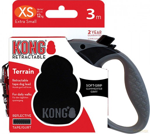 Kong - Retractable Leash Terrain - Black - XS