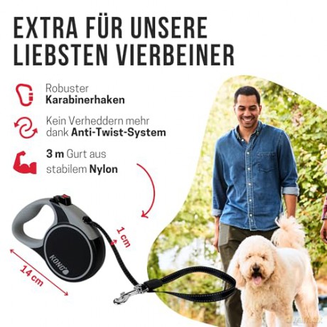 Kong - Retractable Leash Terrain - Black - XS