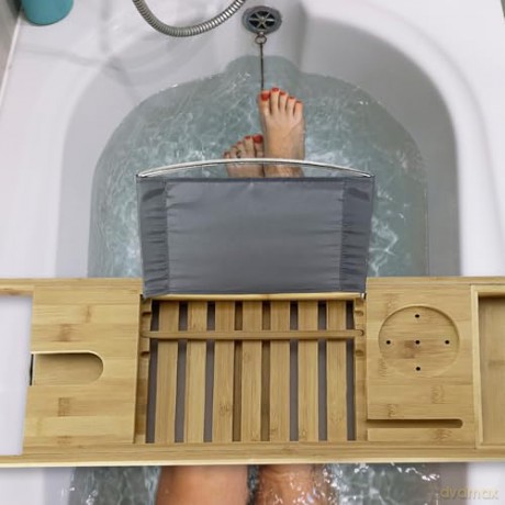 Mad Monkey - Bamboo bath shelf - Adjustable, fits bathtubs up to 1 meter wide - natural