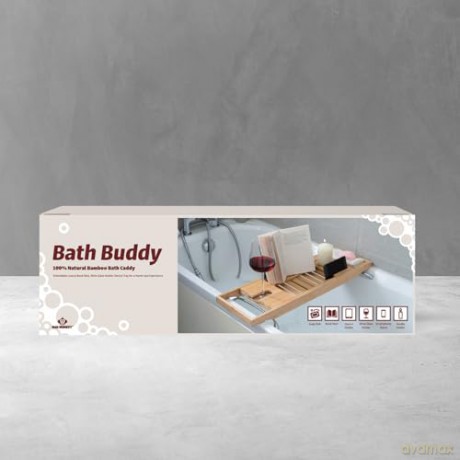 Mad Monkey - Bamboo bath shelf - Adjustable, fits bathtubs up to 1 meter wide - natural