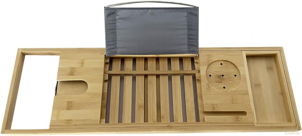 Mad Monkey - Bamboo bath shelf - Adjustable, fits bathtubs up to 1 meter wide - natural