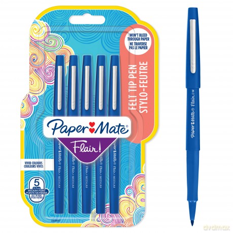 Paper Mate - Flair Felt Tip Pens - Blue - 5 Count