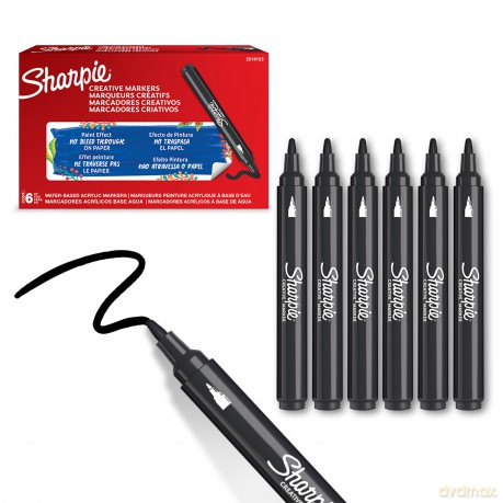 Sharpie - Creative Marker Acrylic Paint Pens - Bullet Tip Water-Based Paint Markers - Black - 6 Count (SKU: 2218123)