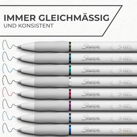 Sharpie - S-Gel Gel Pens - Assorted Ink Colours - 8 Count