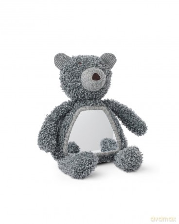 Smallstuff - Activity bear w. mirror, wool boucle, grey - (40048-04)
