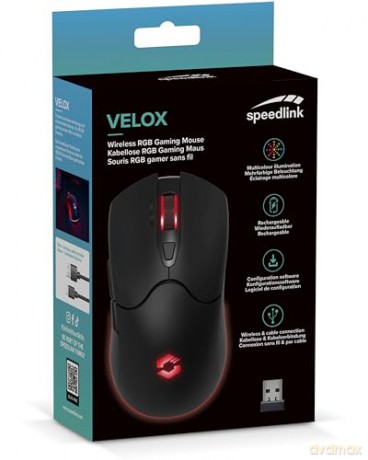 Speedlink - VELOX Rechargeable RGB Gaming Mouse - Wireless, black