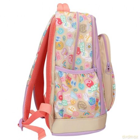 Topmodel - School Backpack GIRL POWER - Beige, Lilac, and Coral (413285)