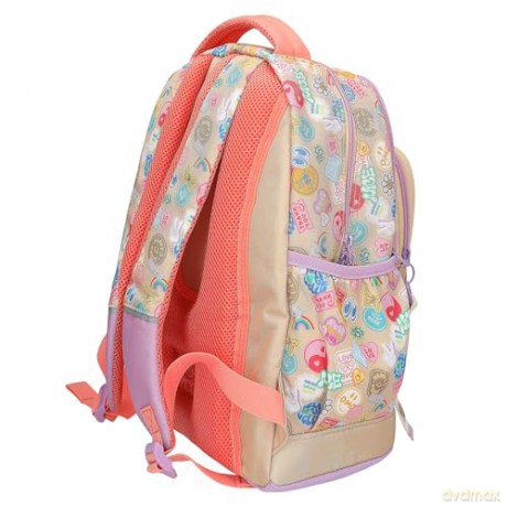 Topmodel - School Backpack GIRL POWER - Beige, Lilac, and Coral (413285)